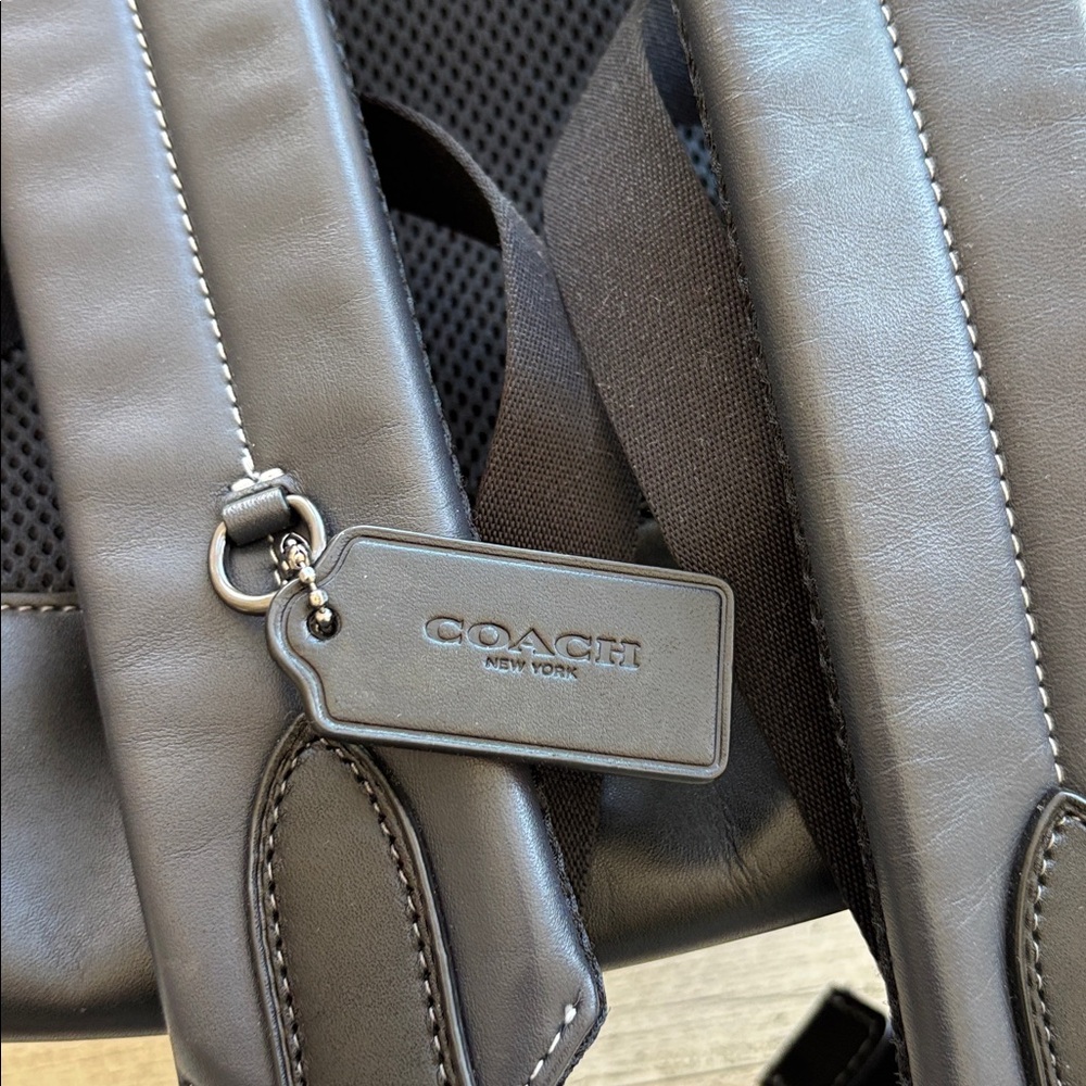 Coach Leather Backpack Blue Track Plaid Laptop Travel Carry On Bag‎ Quiet Luxury - Picture 13 of 13